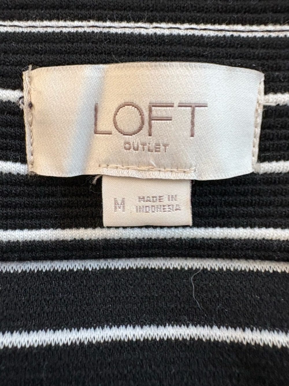 LOFT Black and White Horizontal Stripe Midi Skirt - Picture 2 of 2